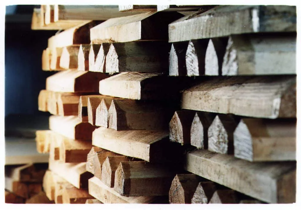 Willow clefts stacked to dry